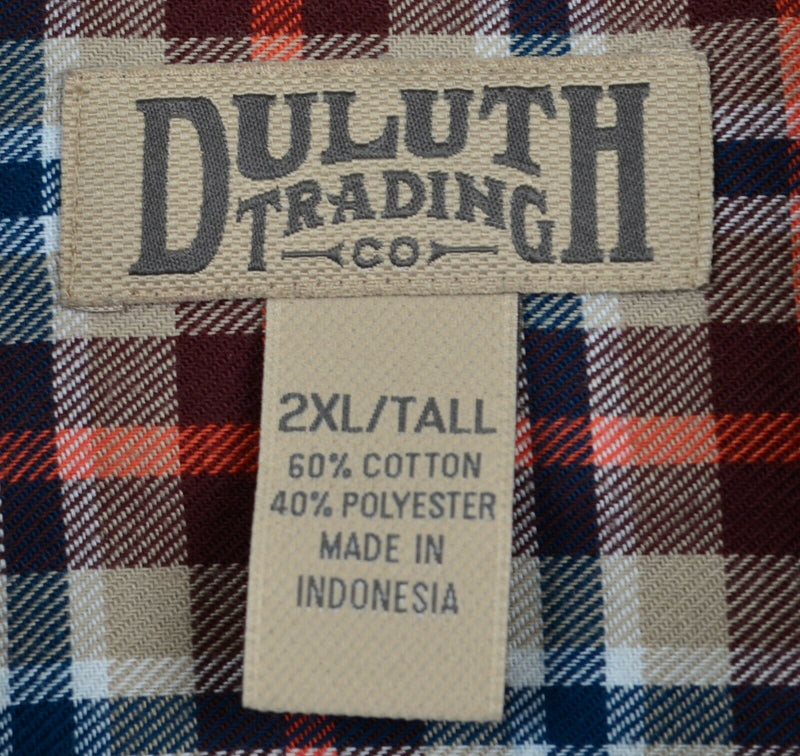 Duluth Trading Co Men's 2XLT Cotton Poly Orange Plaid Button-Down Flannel Shirt