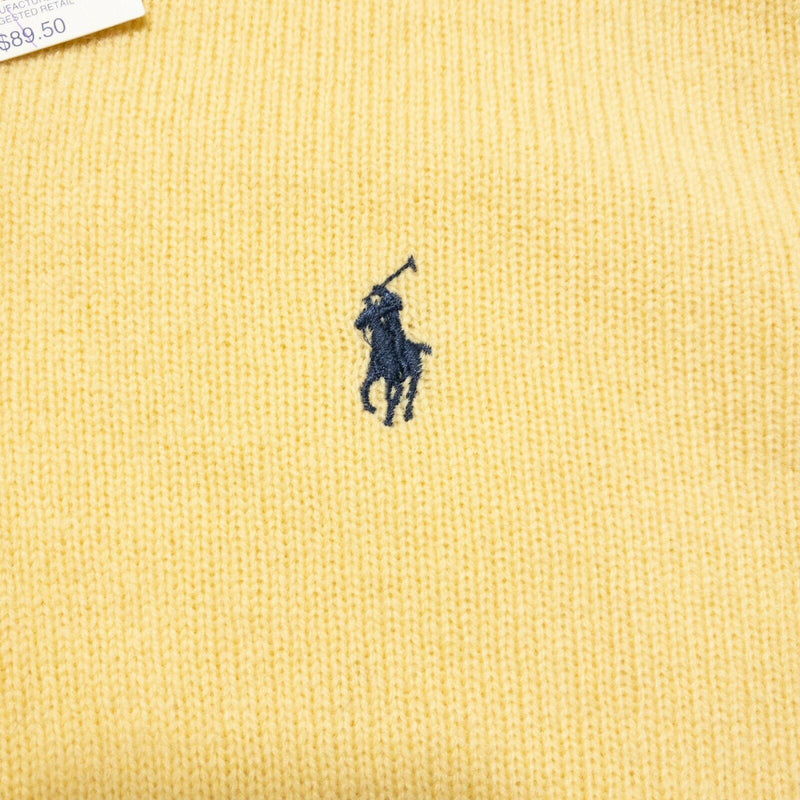 Polo Ralph Lauren Men's Large 100% Lambswool Solid Yellow Collared Sweater