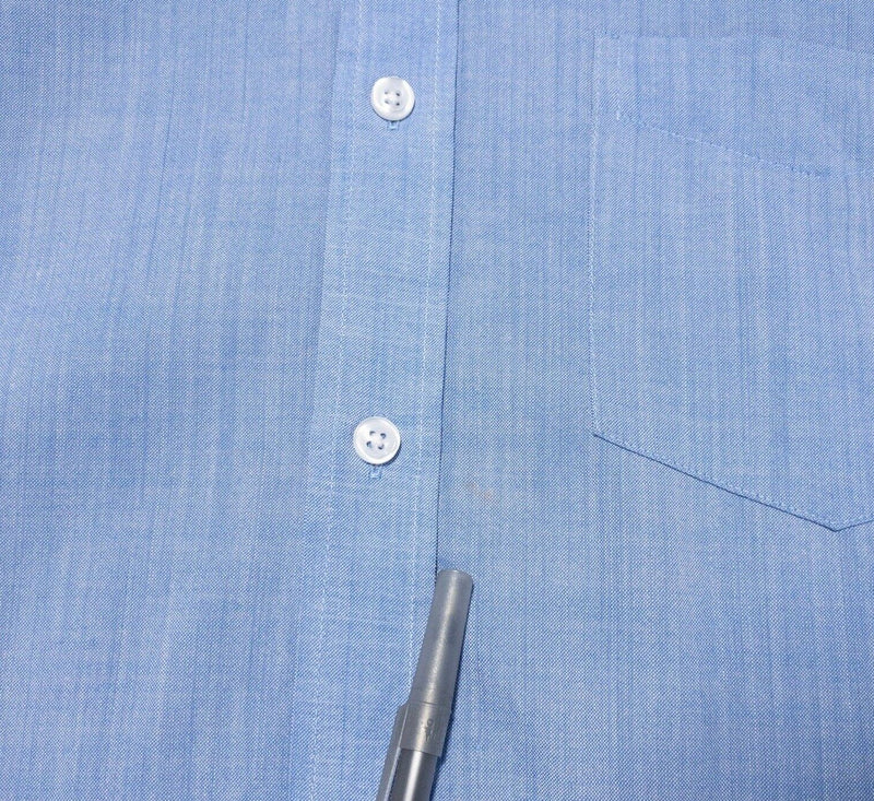 Wool & Prince Shirt Men's Medium Button-Down Blue Worsted Wool Long Sleeve