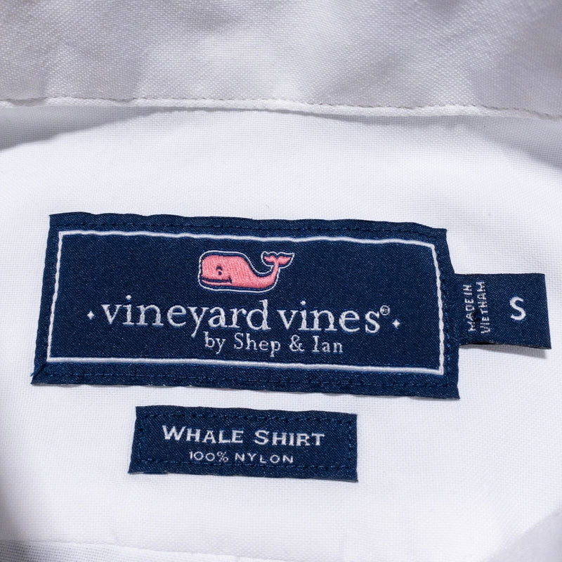 Vineyard Vines Whale Shirt Men's Small Button-Down Solid White Wicking Nylon