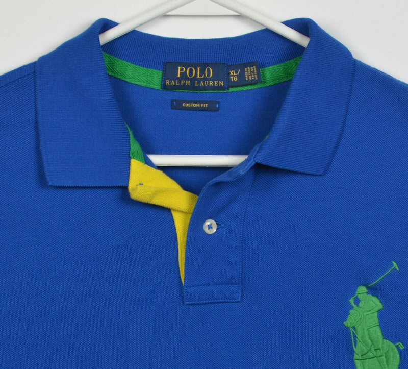 Polo Ralph Lauren Men's XL Custom Fit Big Pony Embroidered Blue Polo Shirt