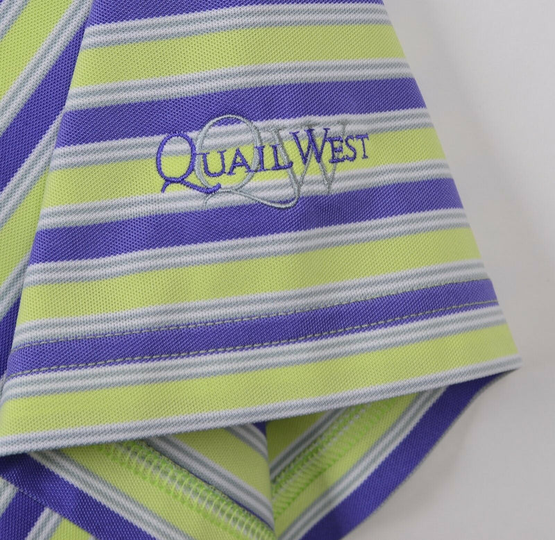 FootJoy Men's Sz XL Lime Green Purple Striped FJ Golf Polo Shirt Quail West
