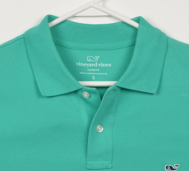 Vineyard Vines Men's Small Classic Fit Mint Green Whale Short Sleeve Polo Shirt