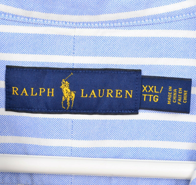 Polo Ralph Lauren Men's 2XL Blue White Striped Pony Oxford Button-Down Shirt