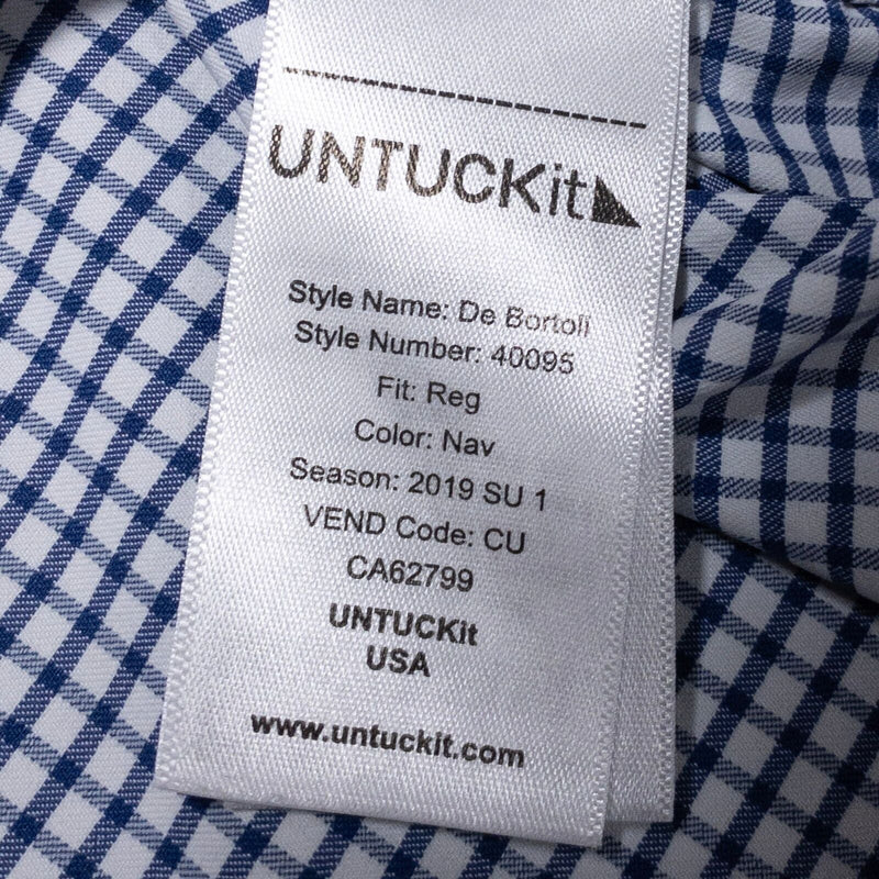 UNTUCKit Performance Shirt Men's XL White Blue Check Wicking Nylon Short Sleeve