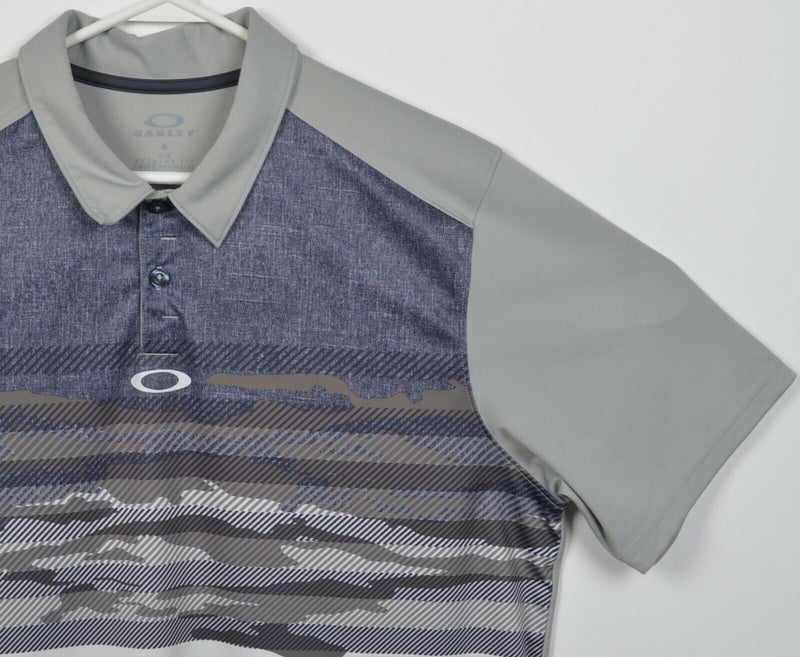 Oakley Hydrolix Men's Large Regular Gray Camo Striped Wicking Golf Polo Shirt