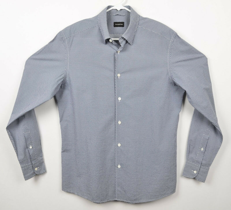 Ermenegildo Zegna Men's Sz Medium Geometric Blue Long Sleeve Button-Down Shirt