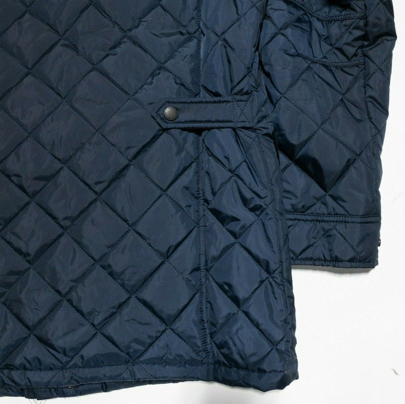 Cole Haan Men's Large Navy Blue Corduroy Collar Quilt Barn Coat Field Jacket