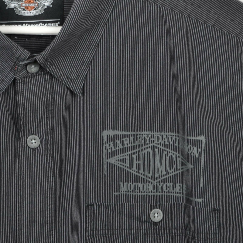Harley-Davidson Men's 3XL? Wing Graphic Gray Pinstripe Biker Mechanic Shirt