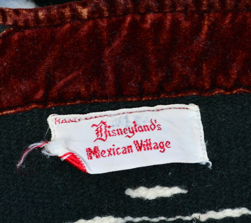 Vintage 1950s Disneyland Mexican Village 100% Wool Colorful Souvenir Poncho