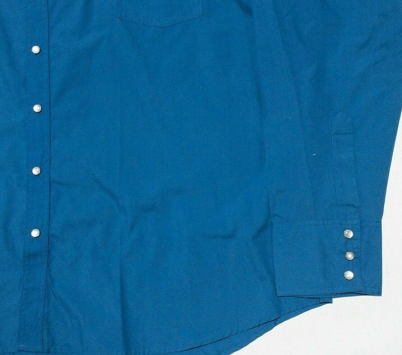 High Noon Western Shirt Men's 3XL Pearl Snap Embroidered Cross Blue Long Sleeve