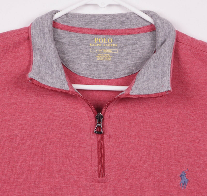 Polo Ralph Lauren Men's Large 1/4 Zip Heather Pink Pullover Sweatshirt