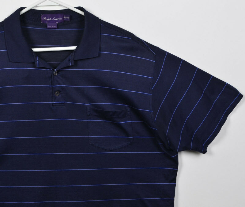 Ralph Lauren Purple Label Men's XL Navy Blue Striped Italy RLPL Polo Shirt