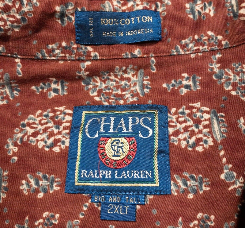 Chaps Ralph Lauren Shirt 2XLT Men's Paisley Vintage Red Long Sleeve Button-Down