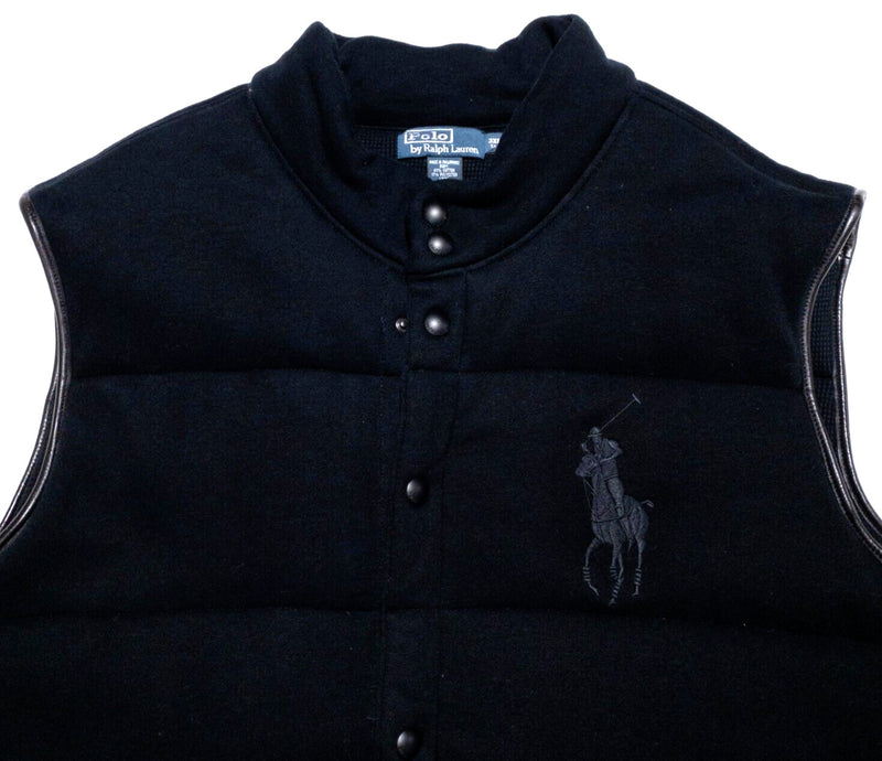 Polo Ralph Lauren Puffer Vest Men's 3XLT Tall Big Pony Snap Zip Black Big & Tall