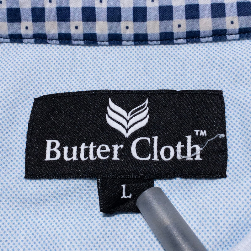 Butter Cloth Shirt Men's Large Flip Cuff Light Blue Button-Front Casual