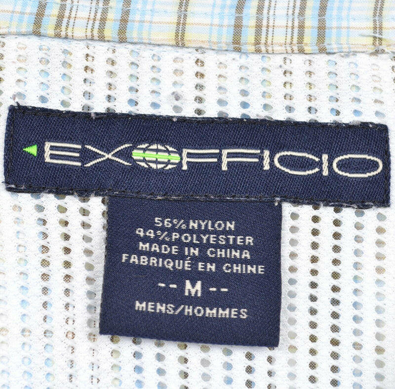 ExOffico Men's Sz Medium Vented Plaid Hiking Outdoor Nylon Button-Front Shirt