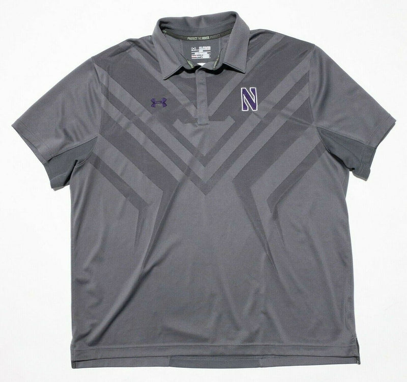Northwestern Under armour 2XL Men Team Issue Football HeatGear Polo Shirt Gray