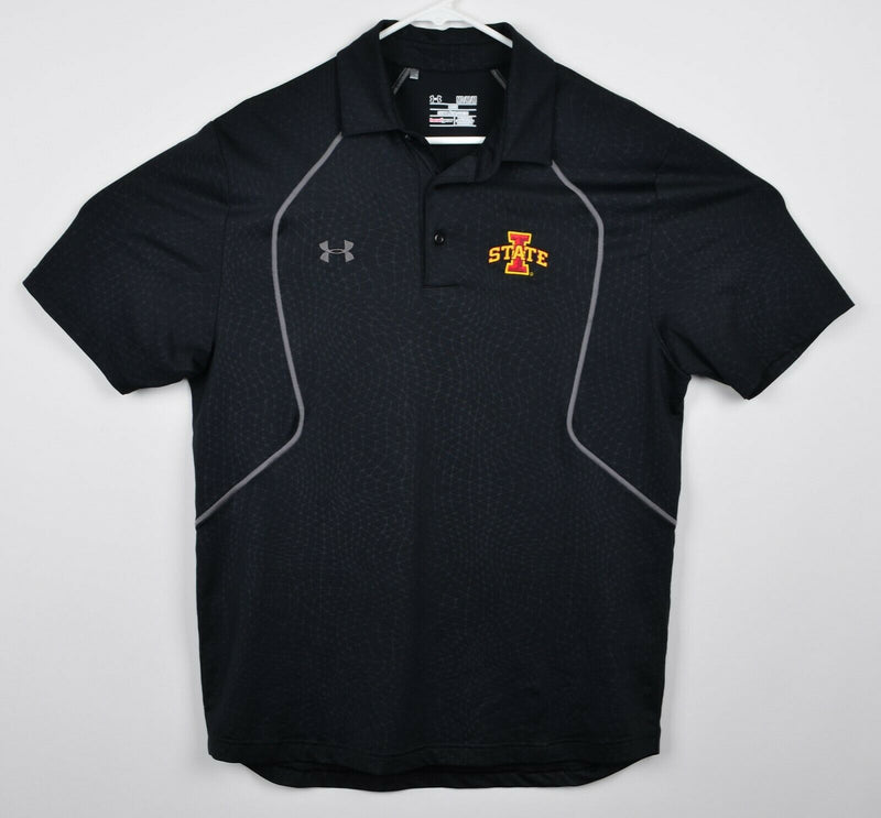 Iowa State Cyclones Men's Sz Medium Under Armour Black Heat Gear Golf Polo Shirt