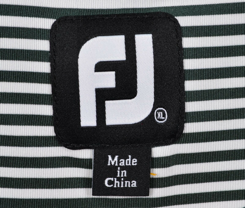 FootJoy Men's XL Forest Green Striped FJ Golf Wicking Performance Polo Shirt