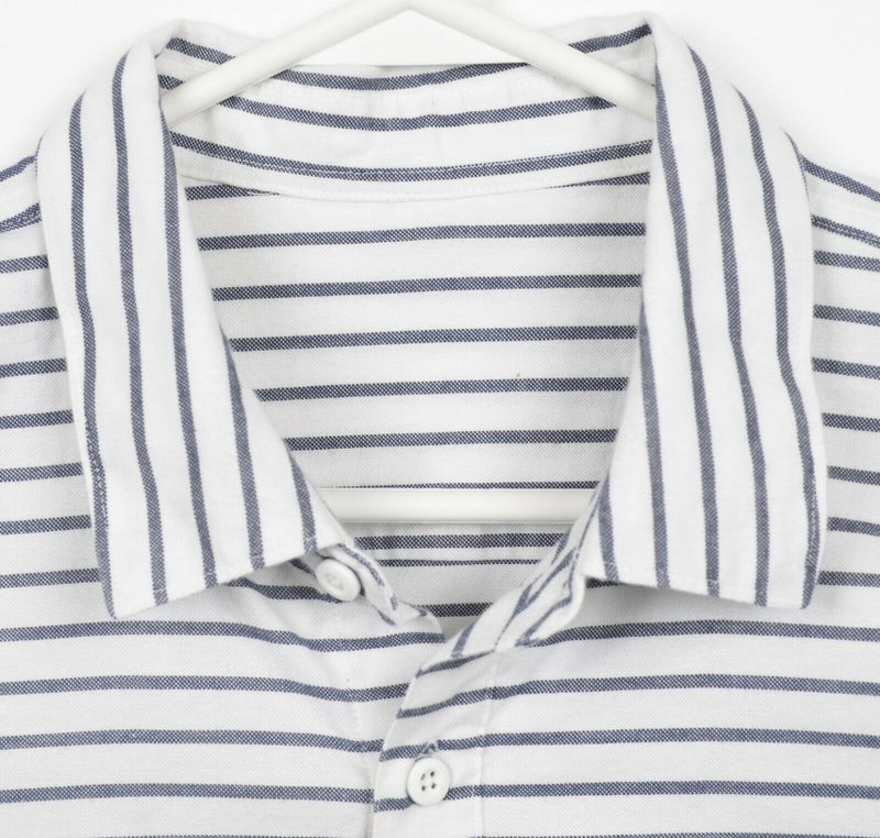 Lululemon Men's Large? White Striped Button-Down Stretch Athleisure Shirt