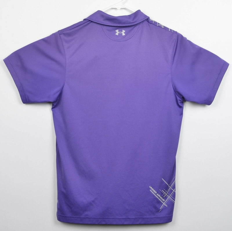 Under Armor Men's Sz Medium Regular Fit Purple UA Logo HeatGear Polo Shirt