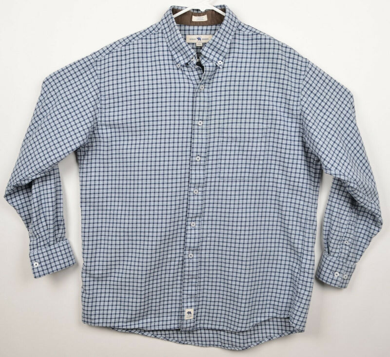 Onward Reserve Men's Sz Large Classic Fit Blue Plaid Button-Down Flannel Shirt