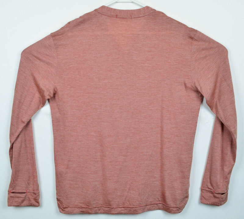 Western Rise Men's Large Henley Collar Red Merino Wool Tencel Activewear Top