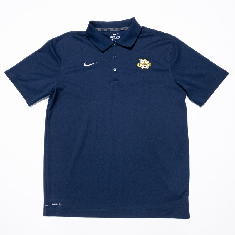 Marquette Golden Eagles Polo Shirt Men's Large Nike Shirt Navy Blue Wicking