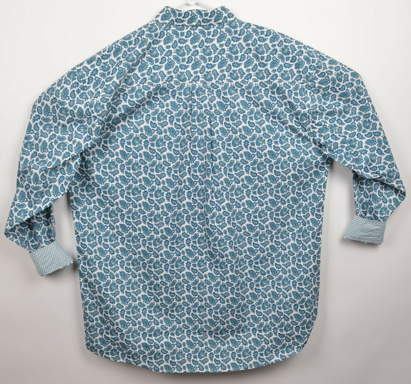 Wrangler George Strait Men's 3XLT Flip Cuff Blue Teal Paisley Western Shirt