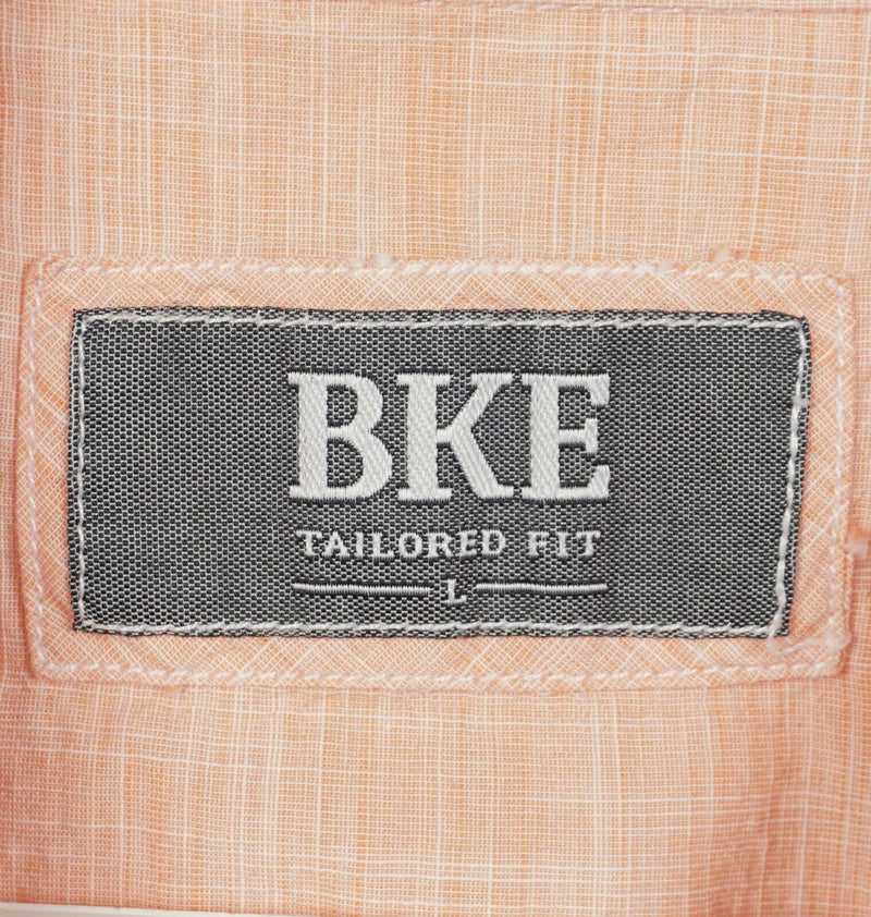 BKE Buckle Men Large Tailored Fit Pearl Snap Light Orange Peach Rockabilly Shirt