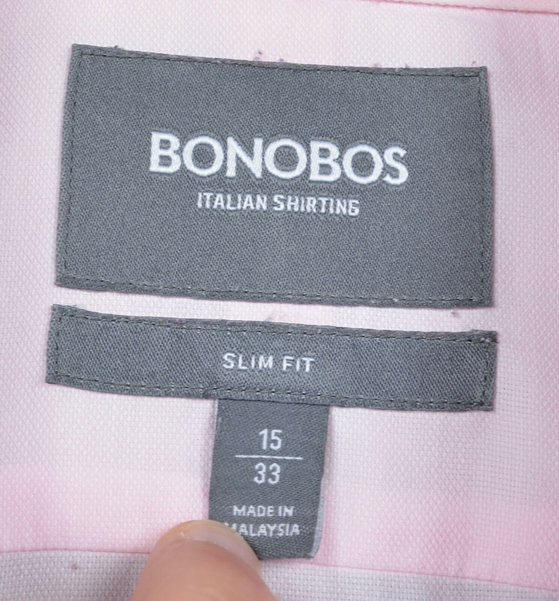 Bonobos Men's Sz 15/33 Slim Fit Light Pink Button-Front Dress Shirt