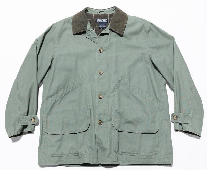 Land End Chore Jacket Mens Large Field Coat Barn Flannel Lined Green Canvas