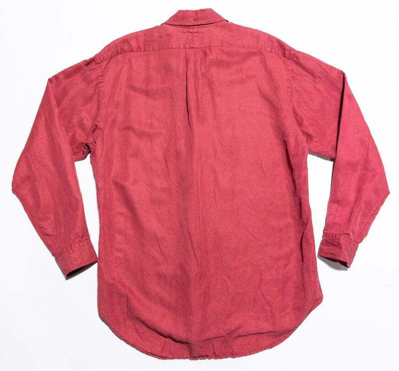 Polo Ralph Lauren Silk Linen Shirt Mens Medium Long Sleeve Button-Down Red Blake