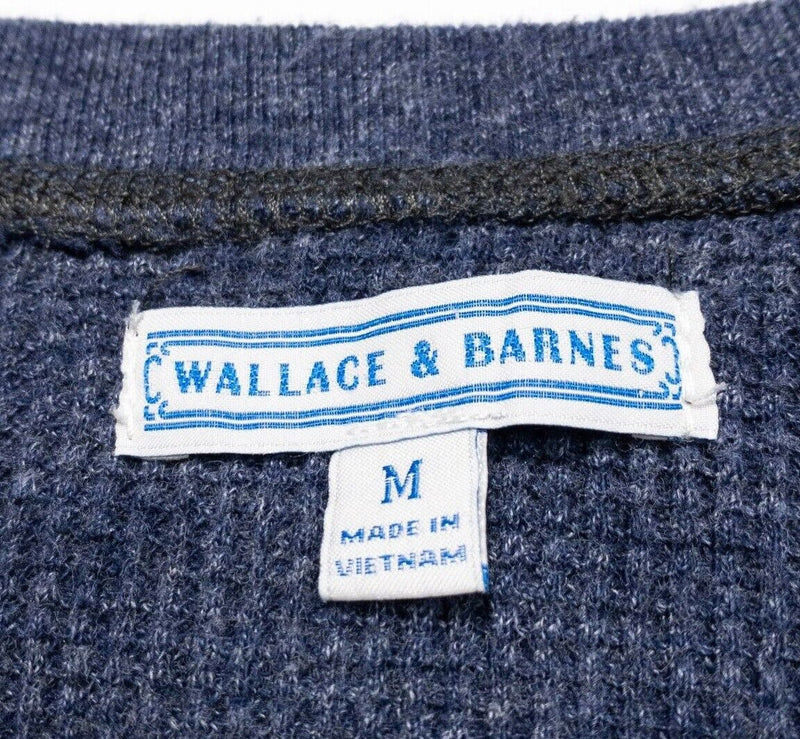 Wallace & Barnes Thermal Men's Medium Henley Shirt Waffle-Knit Navy Blue J. Crew