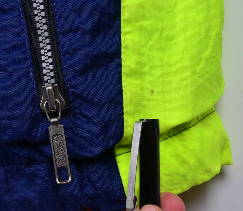 Vintage 90s Roffe Men's Small Neon Blue Demetre Electra Windbreaker Ski Jacket