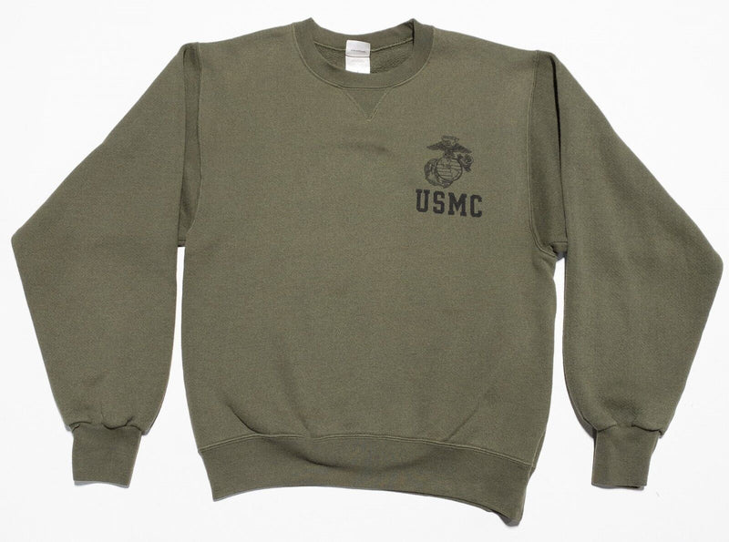 Vintage USMC Soffe Sweatshirt Men's Small Marines Crewneck Pullover Olive Green