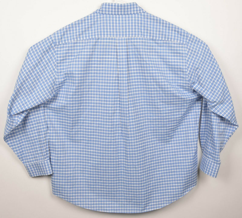 Brooks Brothers Men XL Non-Iron Blue Plaid Logo Madison Button-Down Dress Shirt