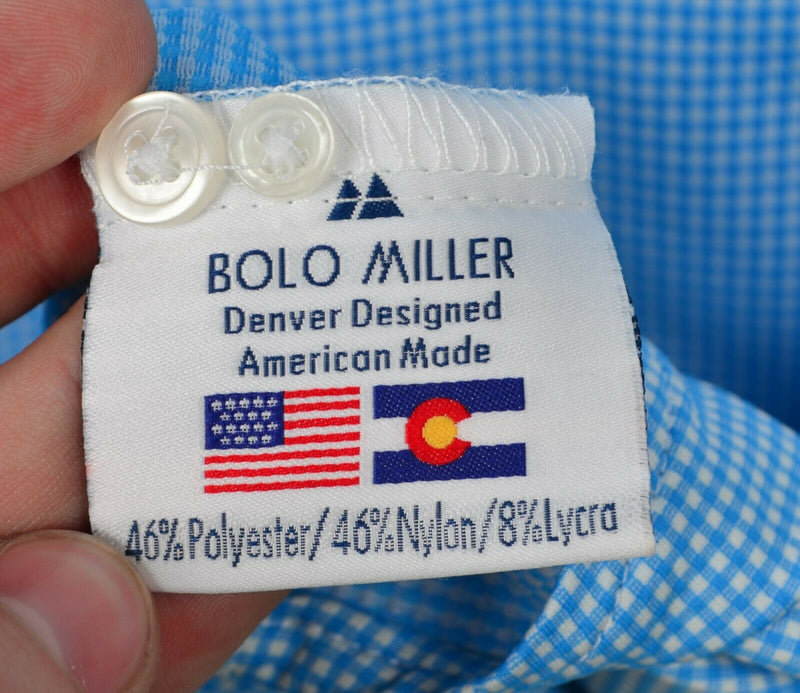 Bolo Miller Men's XL Polyester Nylon Blue Check USA Performance Dress Shirt