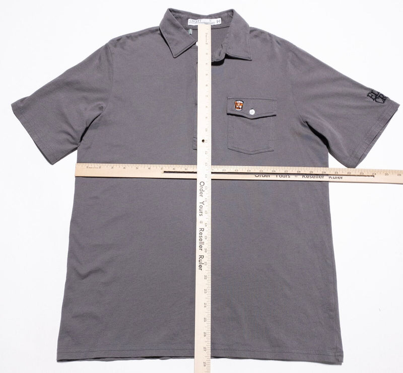 Criquet Polo Men's Medium Elijah Craig Bourbon Pocket Shirt Gray Golf Casual