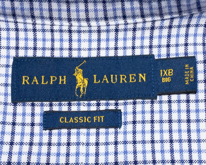 Polo Ralph Lauren Men's 1XB Big Button-Down Shirt White Blue Plaid Oxford