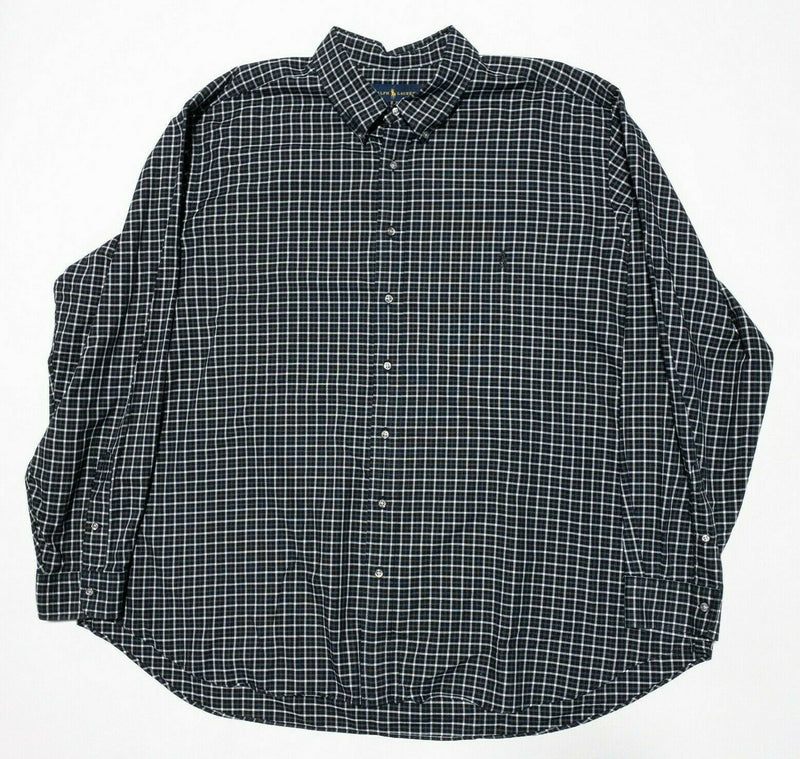 Polo Ralph Lauren 3XB Long Sleeve Men's Button-Down Shirt Black Plaid Pony Big