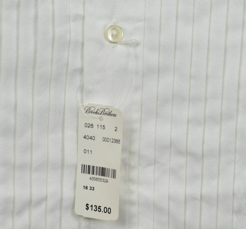 Brooks Brothers Men's 16-33 Slim French Cuff Ruffle Formal White Tuxedo Shirt