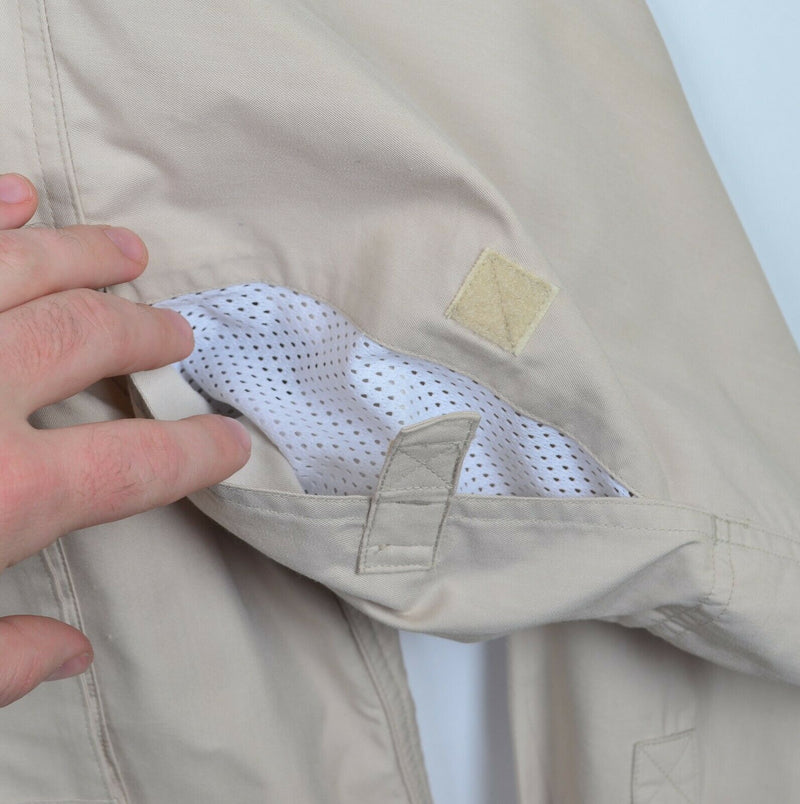 ExOfficio Men's Medium Vented Beige Fishing Travel Baja Long Sleeve Button Shirt