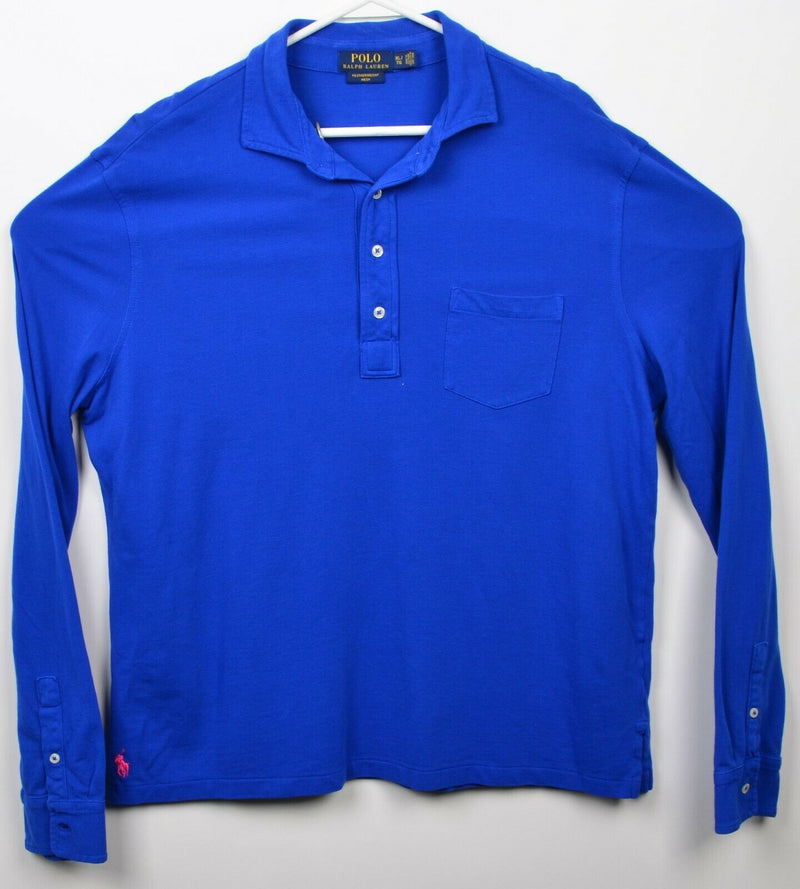 Polo Ralph Lauren Men XL Featherweight Mesh Solid Royal Blue Polo Shirt