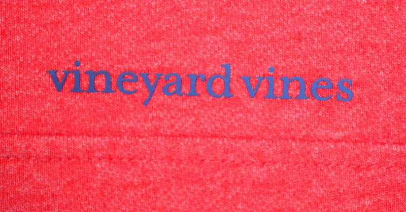 Vineyard Vines Men's Sz Small 1/4 Zip Coral Pink Spell Out Pullover Sweatshirt