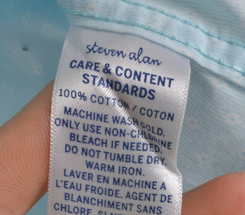 Steven Alan Men's Medium Light Blue Geometric Diamond USA Button-Down Shirt