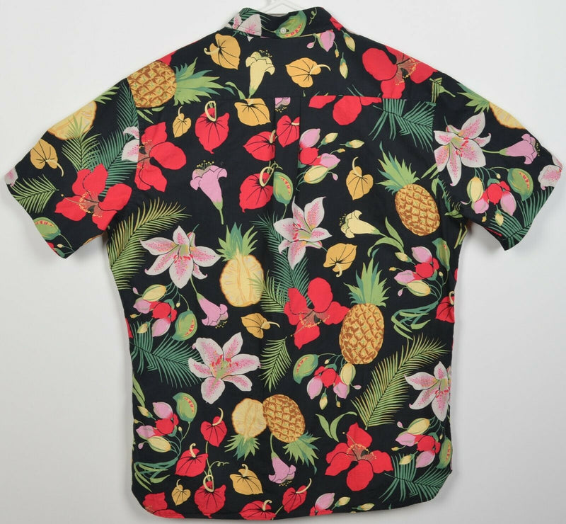 Brooks Brothers Men Large Floral Red Black Pineapple Hawaiian Button-Down Shirt