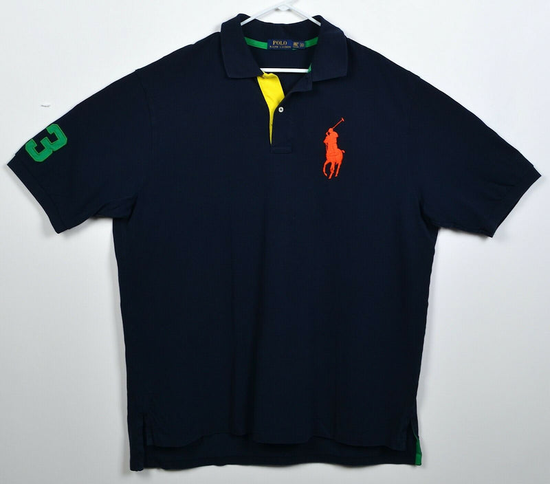 Polo Ralph Lauren Men's 2XLT Tall Big Pony Solid Navy Blue Polo Shirt