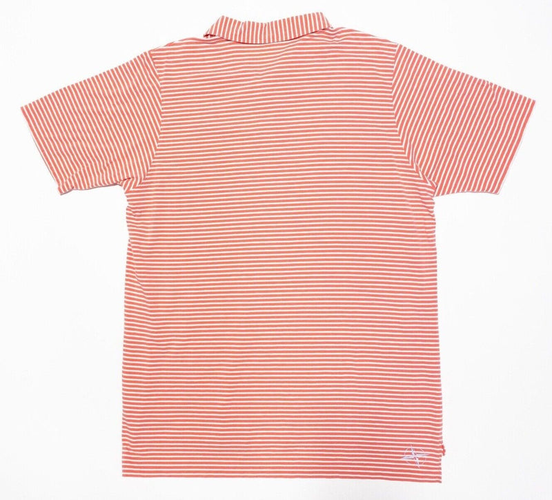 B. Draddy Polo Large Men's Golf Peach Pink Striped Cotton Blend Crystal Downs